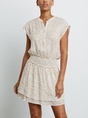 Rails Angelina Linen Blend Dress in Tan Abstract Tiger Size Medium